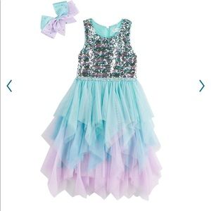 Knitworks Pastel Sequin Dress with matching bow
